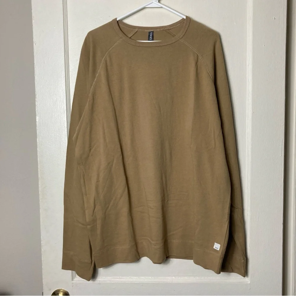 Vuori camel light brown vital crew sweatshirt men's XL organic cotton